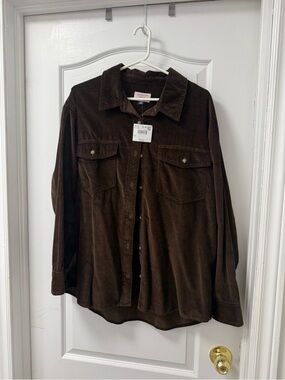 Brand New 🆕 American Eagle Outfitters Brown Corduroy Button-Up Shirt Jacket